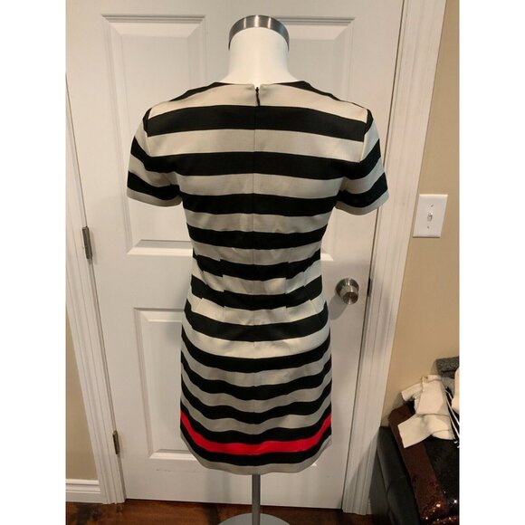 Diane Von Furstenberg Blue & Gray Striped Short Sleeve Wiggle Dress, Size 2 - Picture 5 of 6